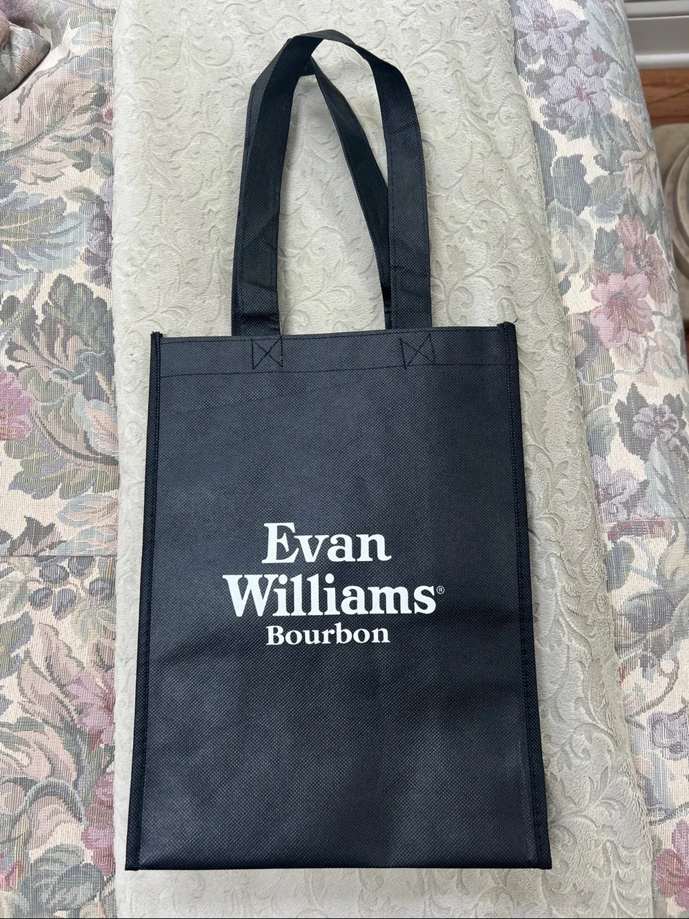 Evan Williams Bourbon Black Tote Bag - Details on both sides
